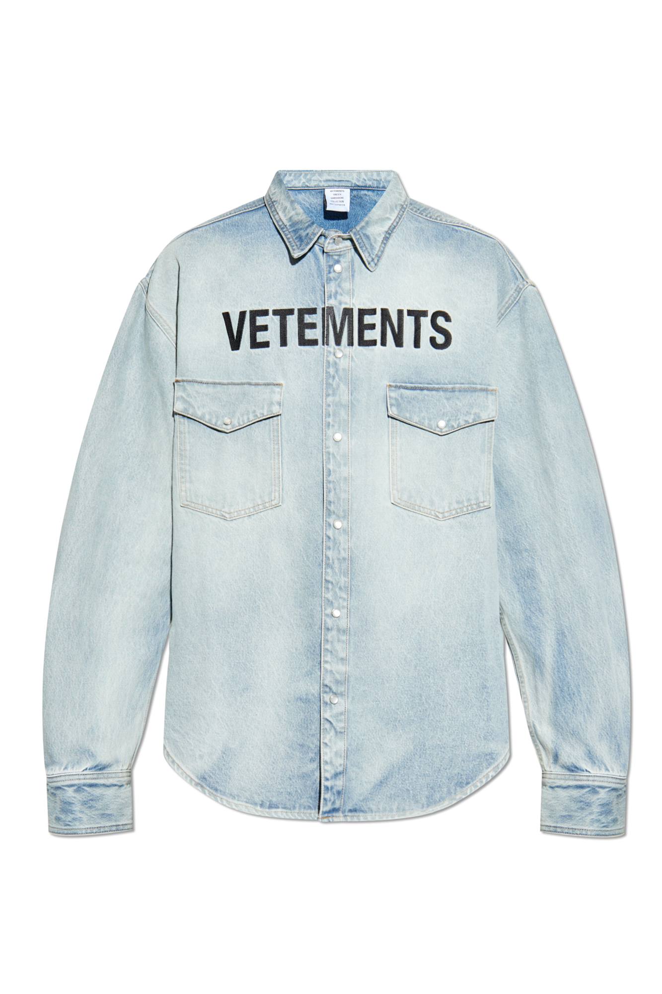 Tシャツ・カットソー VETEMENTS SS25 Logo embroidery shirt (UA66SH510L LIGHTBLUE) VETEMENTS Logo shirt | Men's Clothing | Vitkac